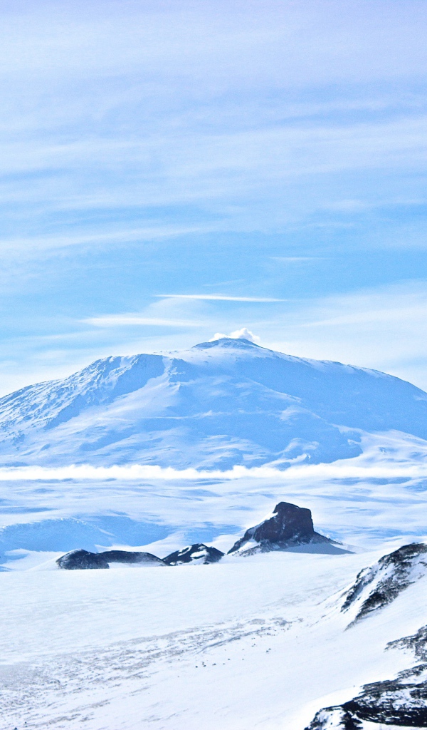 Snow-covered volcano Erebus, Antarctica
