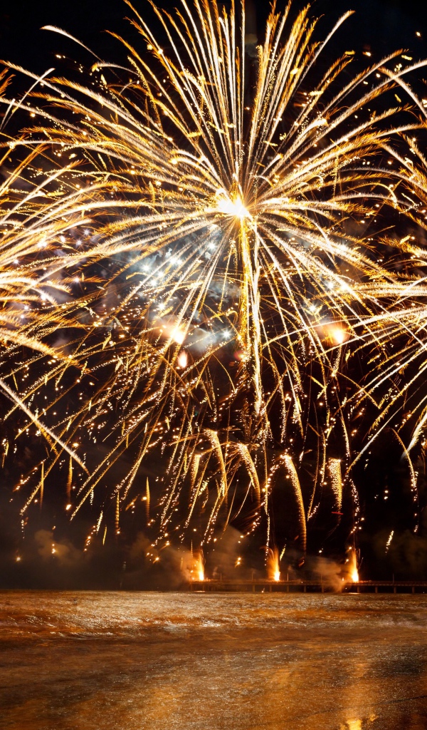 Яркие вспышки новогоднего салюта