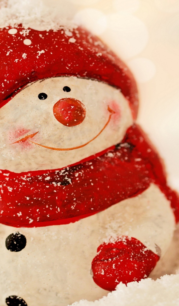 Игрушка снеговик в красной шапке на новый год 2018