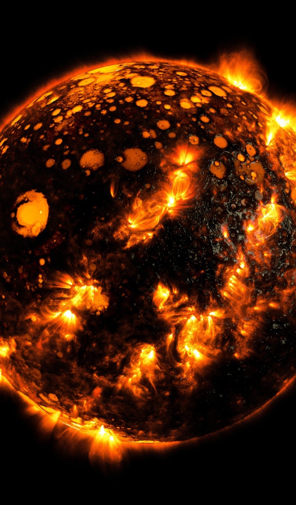 Огненная звезда Солнце на черном фоне 