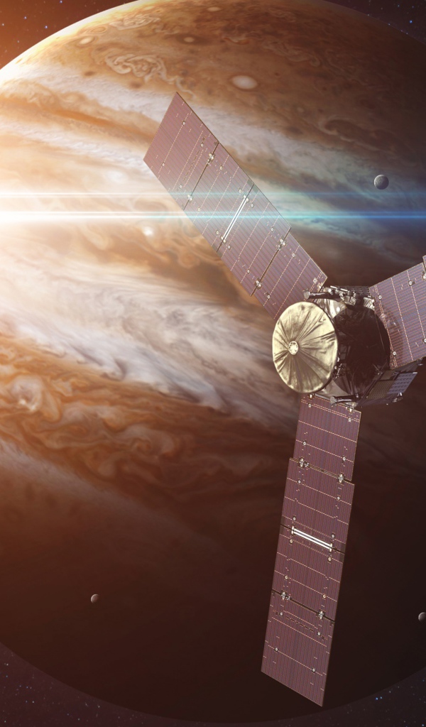 Межпланетная станция Юнона на фоне планеты Юпитер