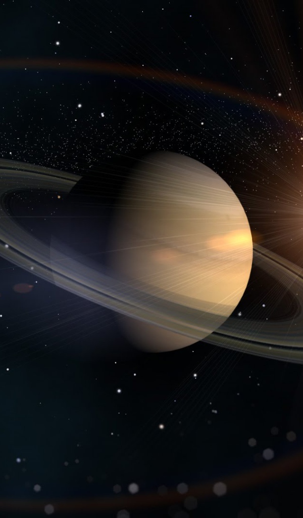 Планета Сатурн в лучах солнца 