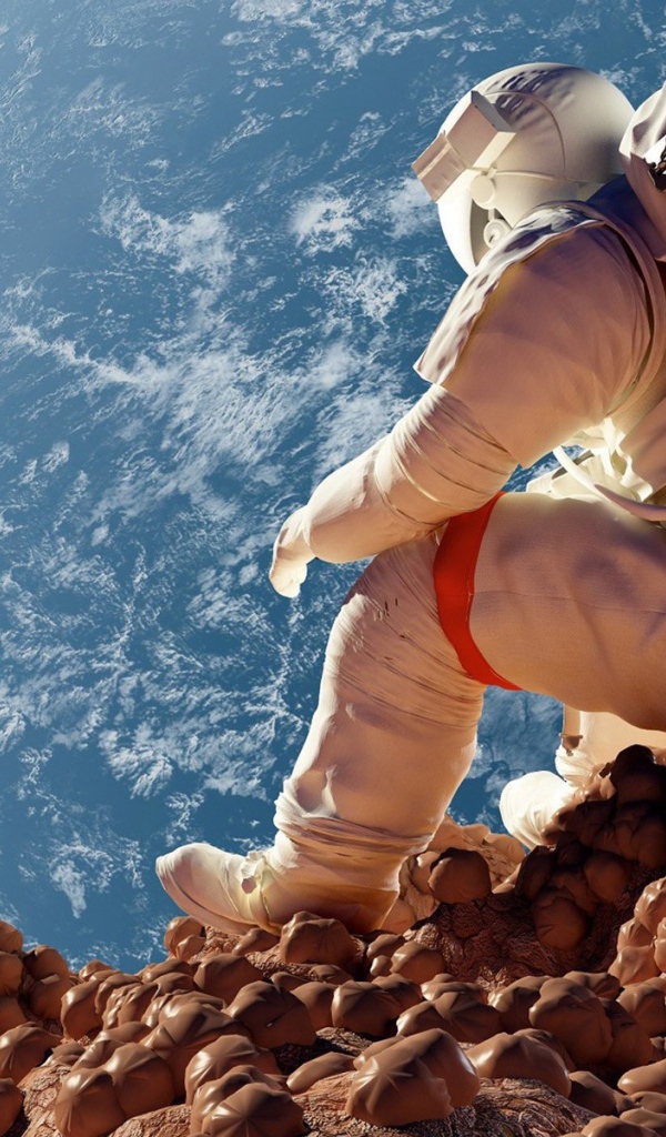 Астронавт на фоне планеты Земля 