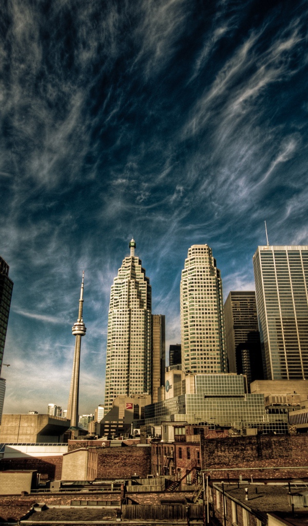 Вид на небоскребы города Торонто под красивым небом, Канада