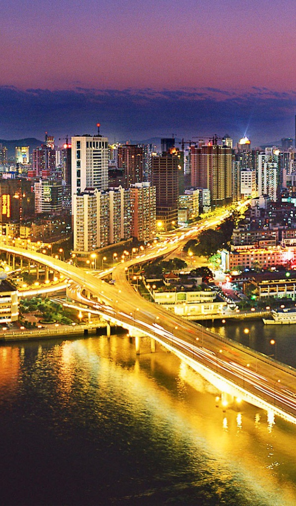 A view of the night city Guangzhou China 