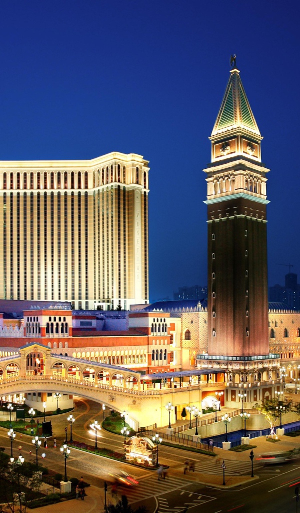 Отель Venetian в ночное время, Макао, Китай 