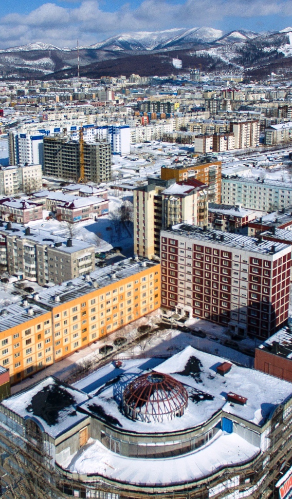 Панорама города Сахалин, Россия 