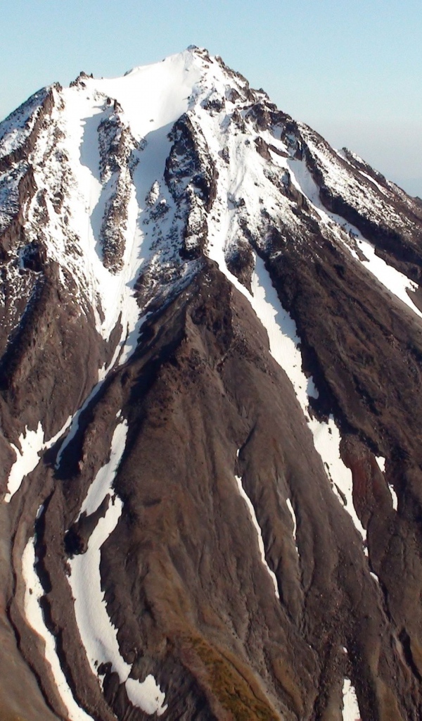 Заснеженные склоны вулкана, Камчатка Россия 