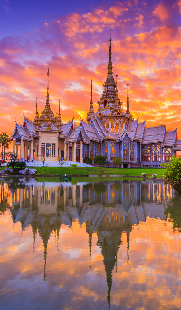 Beautiful temple under the picturesque sky at sunset, Thailand
