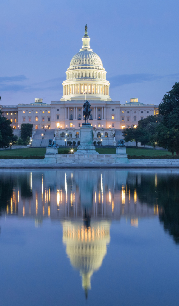 Белый дом отражается в пруду, Вашингтон. США 