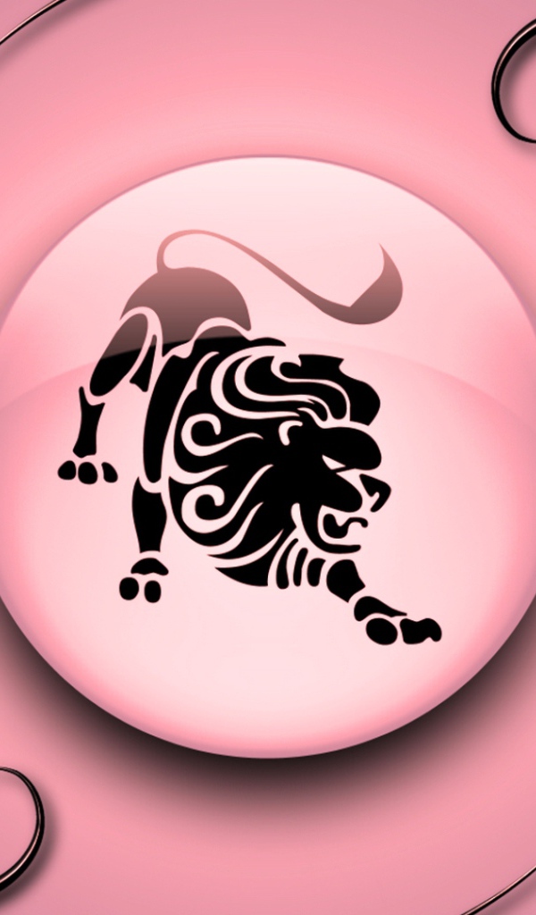 Leo on a pink background with black ornament 