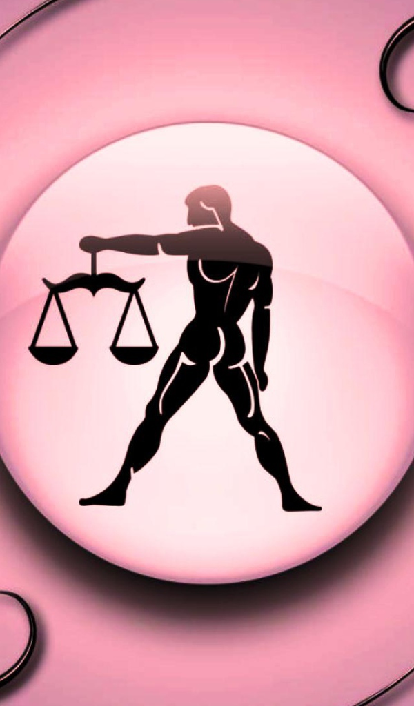 Libra on a pink background with black ornament