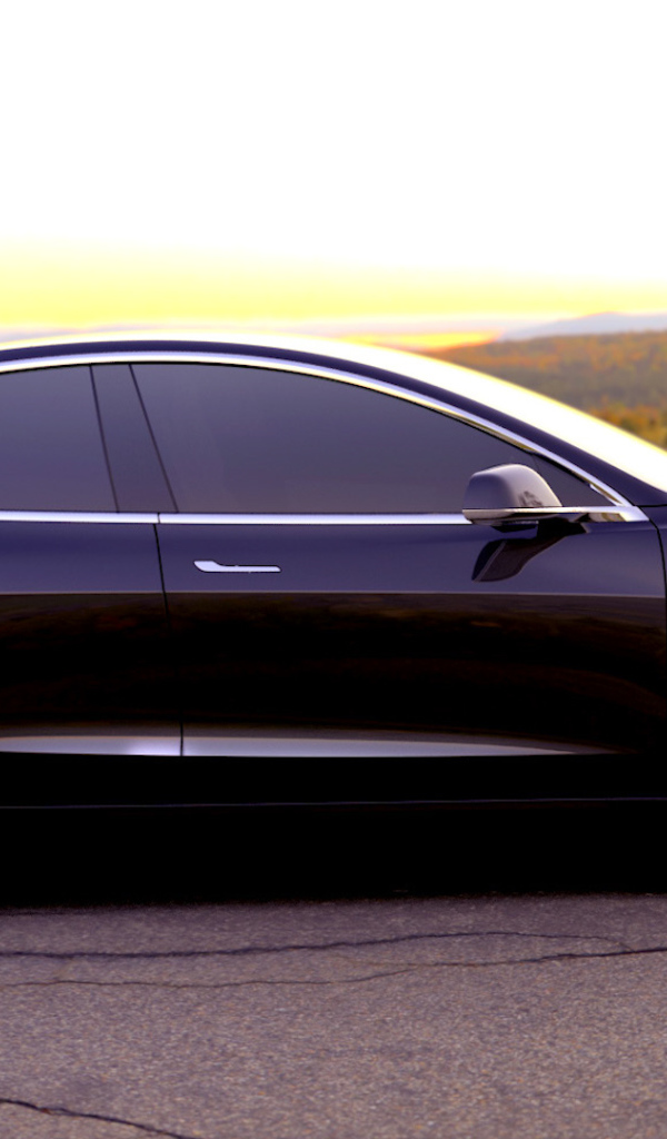Черный электромобиль Tesla Model-3 2017 год 