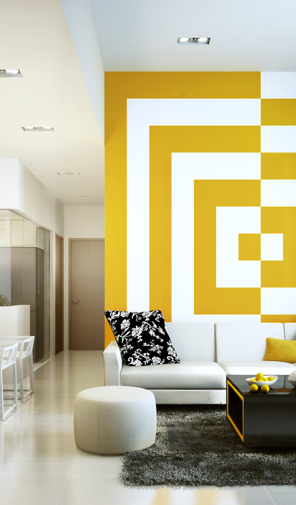 Светлая гостиная с большим окном на балкон