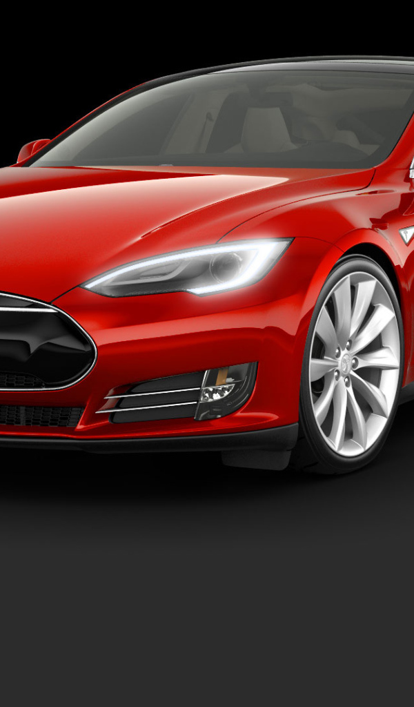 Красный электромобиль Tesla Model S 