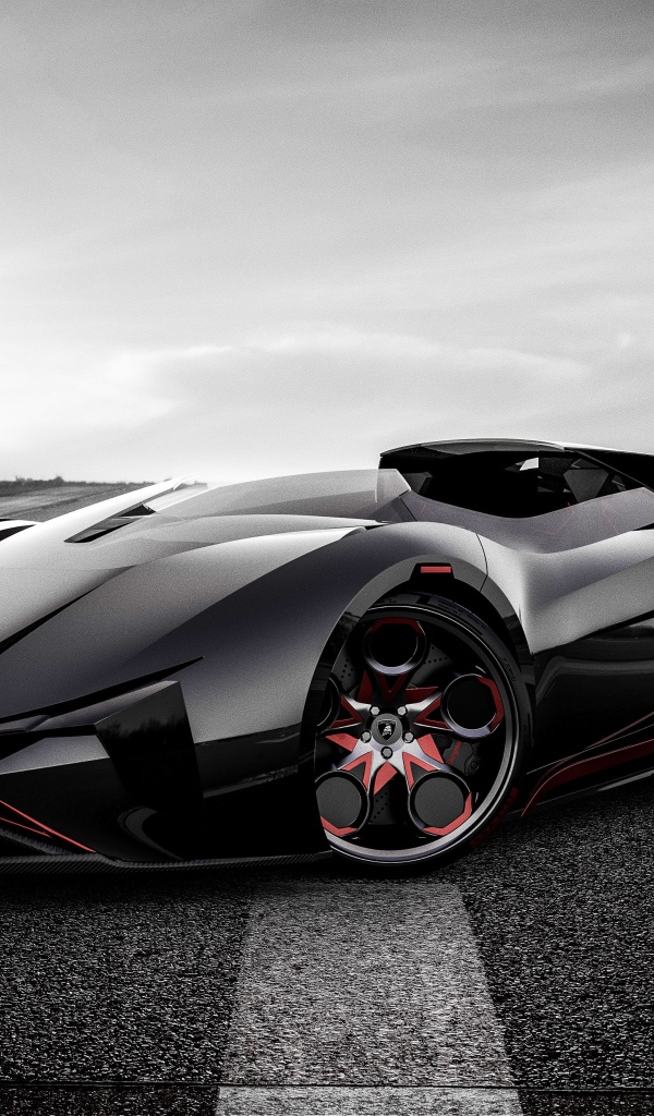 Стильный черный электромобиль Lamborghini Diamante