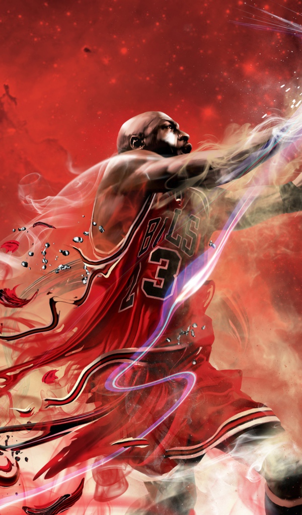 Виртуозный бросок мяча  баскетболиста Майкла Джордана NBA  
