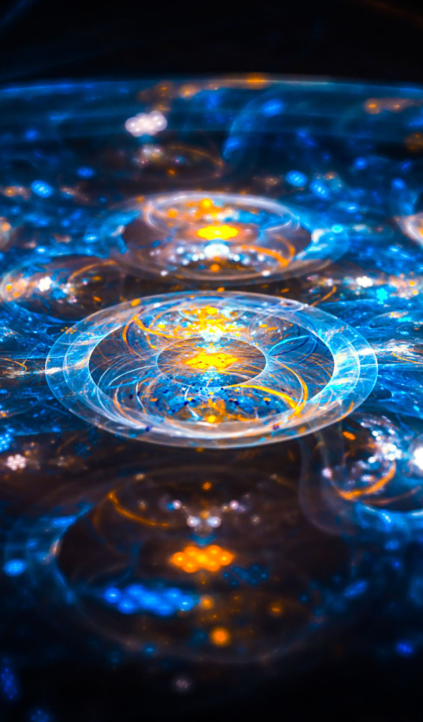 Красивый голубой с желтым фрактальный рисунок