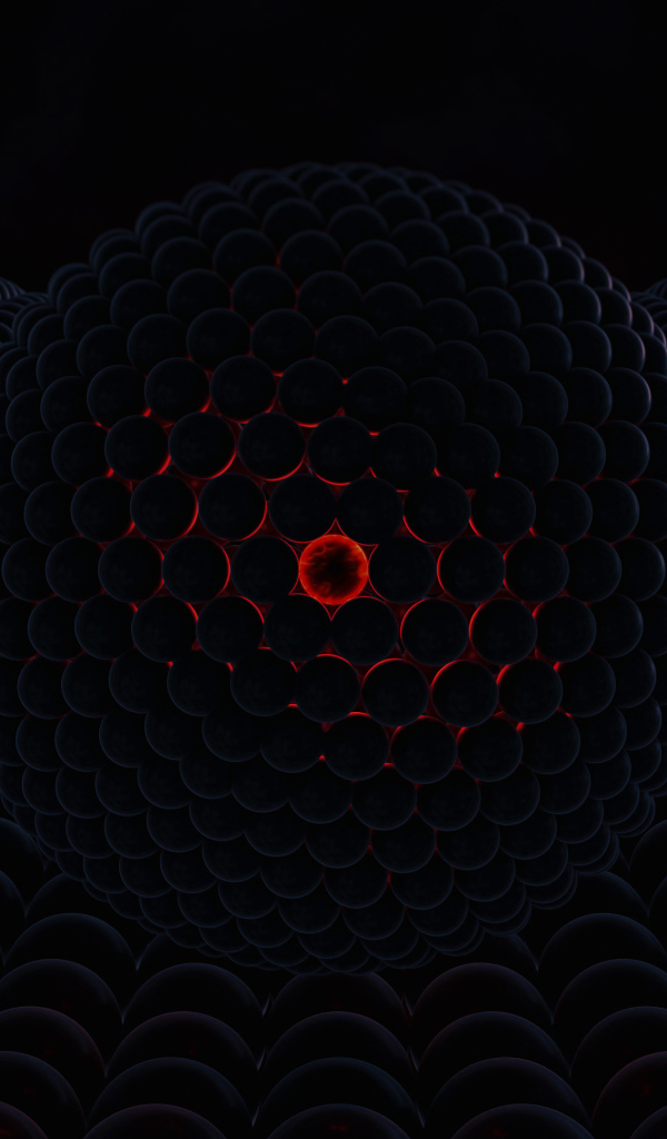 Черный шар со светящимся центром на черной поверхности 3д графика