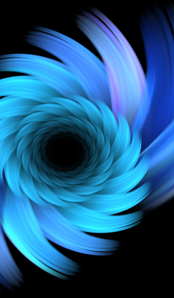Голубой спиральный рисунок на черном фоне