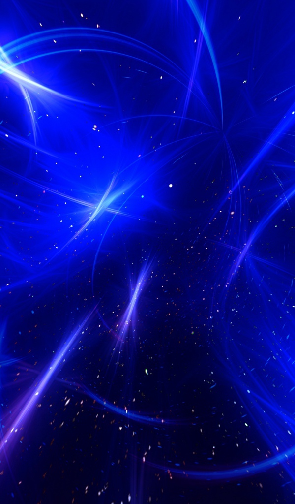 Сверкающие белые полосы на голубом фоне, абстракция 