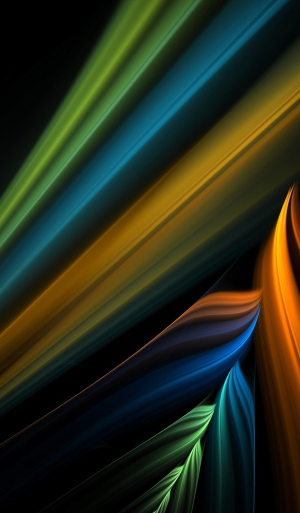 Разноцветные абстрактные линии на черном фоне