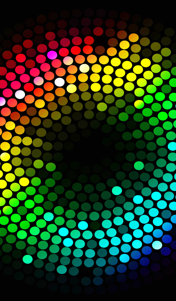 Разноцветные круги на черном фоне 3д графика