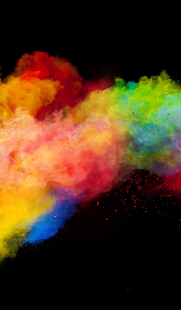 Разноцветный дым на черном фоне, 3д графика