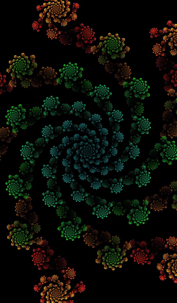 Узорный фрактальный рисунок на черном фоне