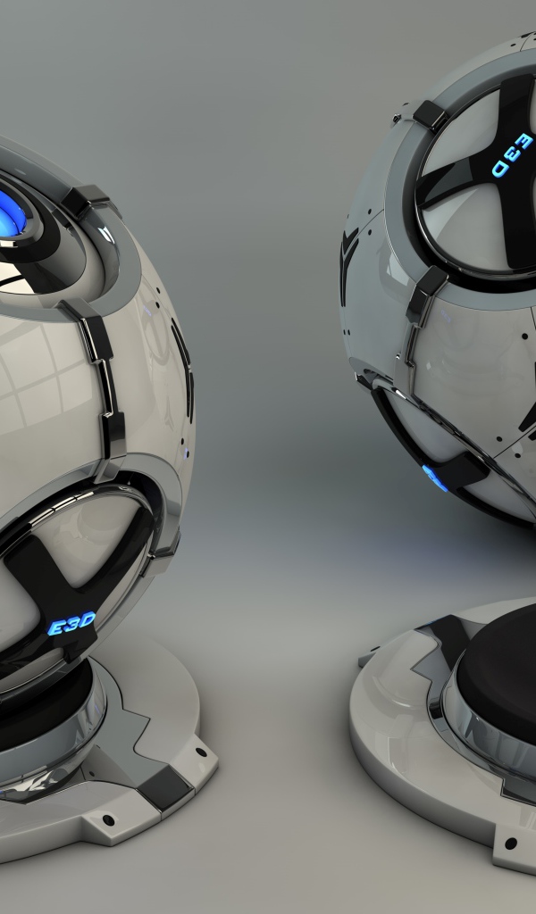 Две сфера на сером фоне, 3д графика