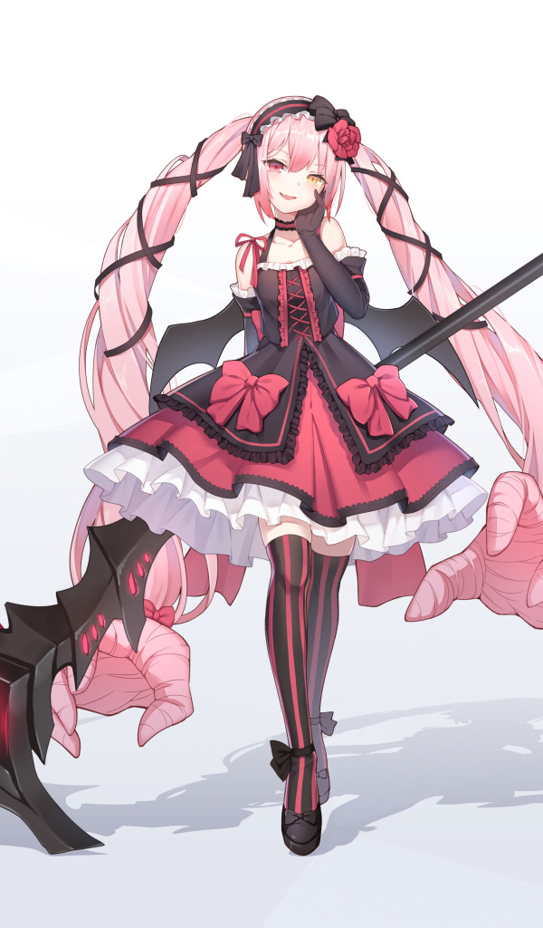 Девушка аниме с длинными розовыми волосами