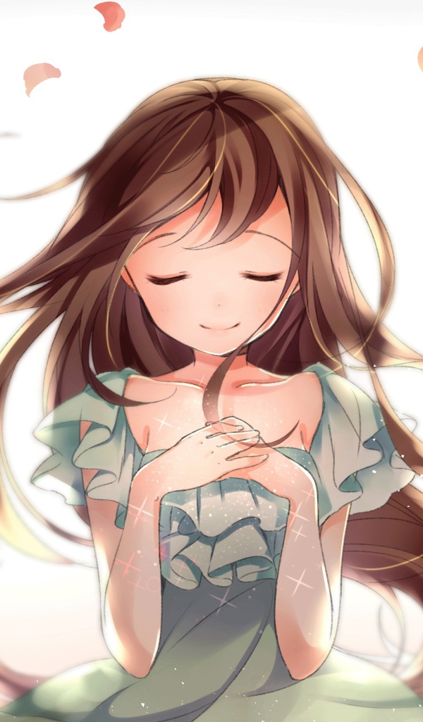 Beautiful anime girl with closed eyes
