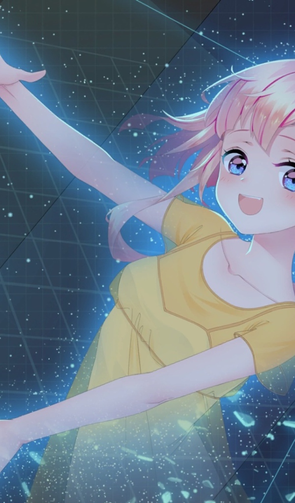 Красивая девушка аниме с розовыми волосами 