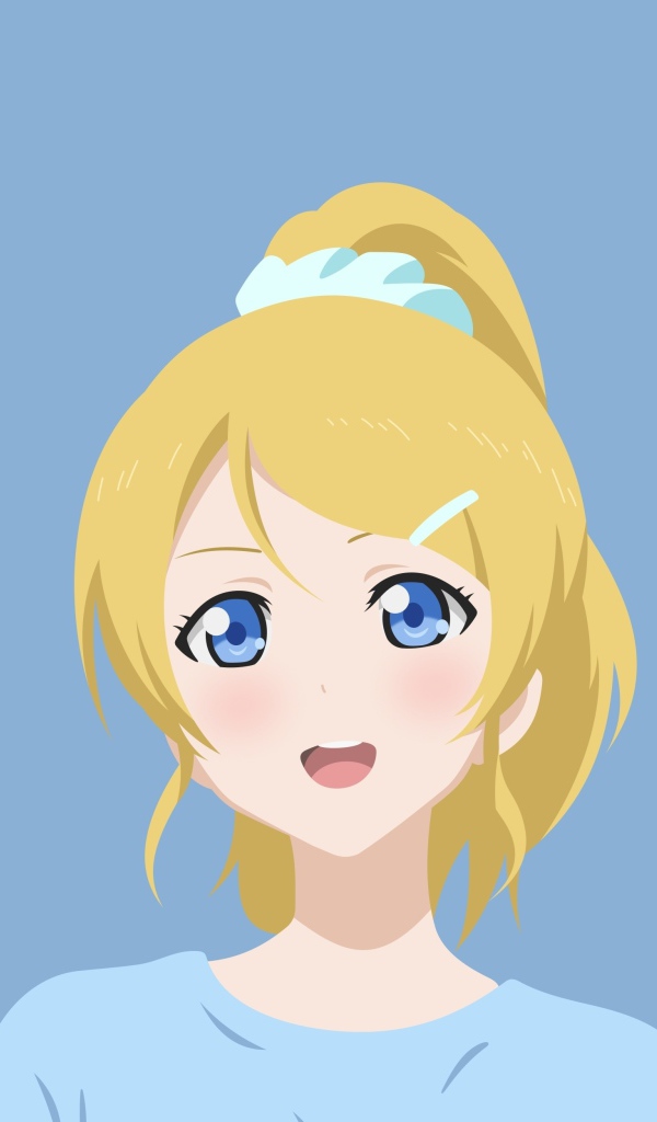 Голубоглазая девушка аниме с желтыми волосами