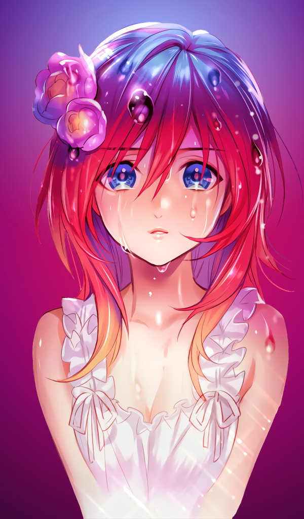 Sad beautiful anime girl