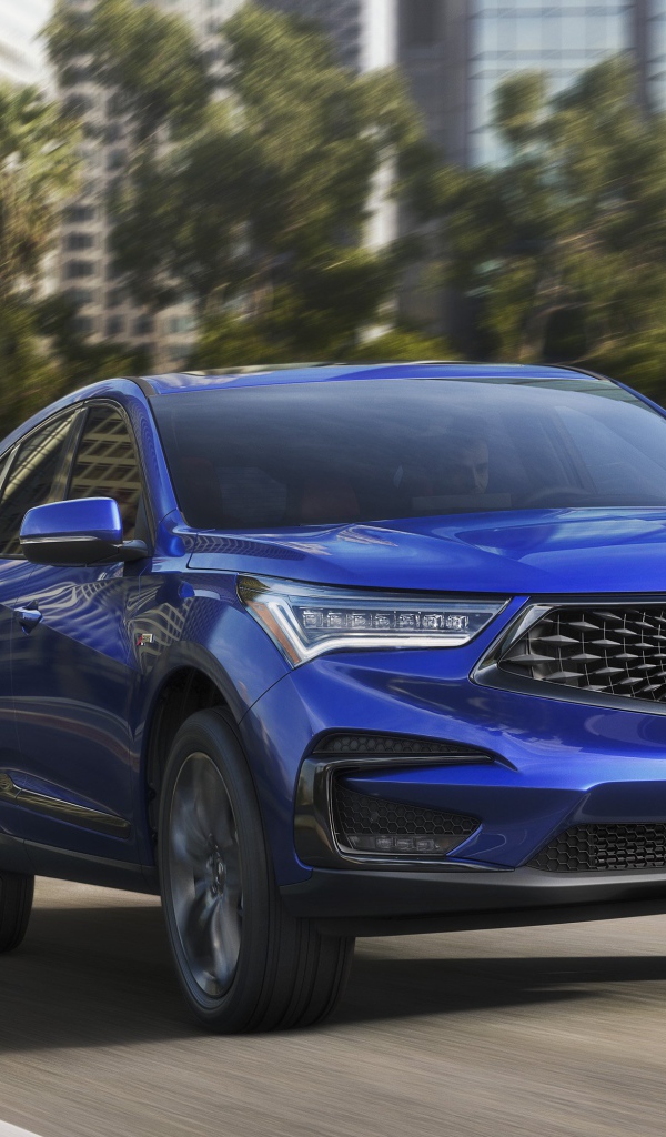 Синий автомобиль внедорожник Acura RDX, 2019