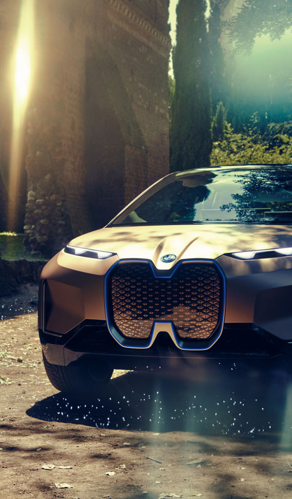 Внедорожник BMW Vision iNEXT едет по лесу