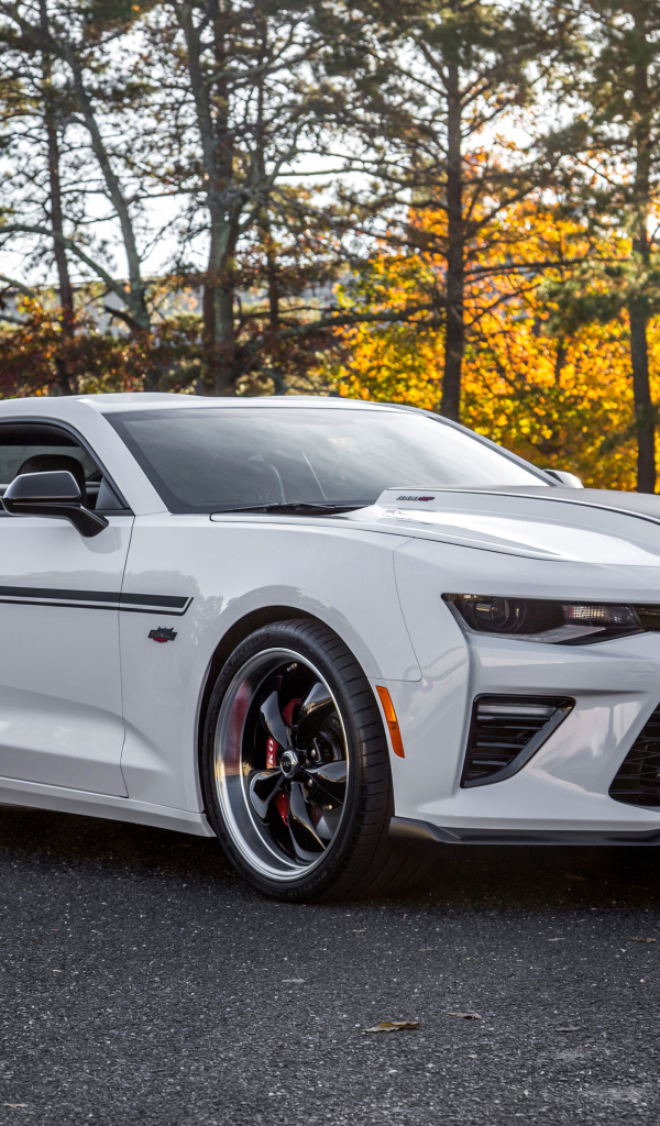 Белый быстрый автомобиль Chevrolet Camaro, 2018 года