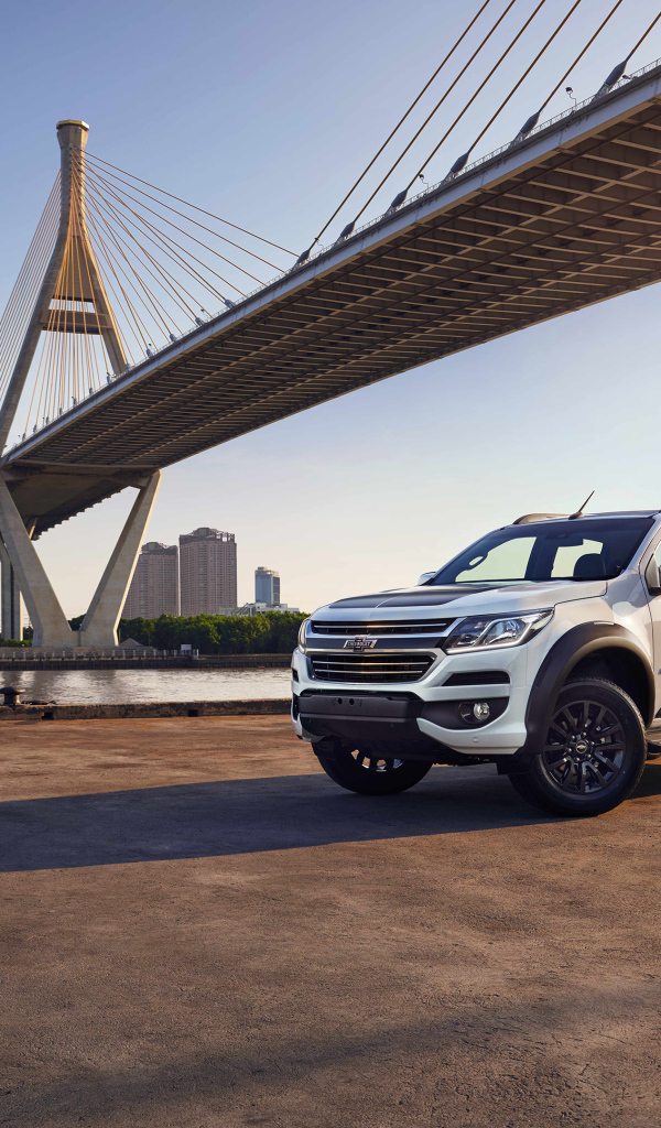 Автомобиль пикап Chevrolet Colorado, 2018 года под мостом