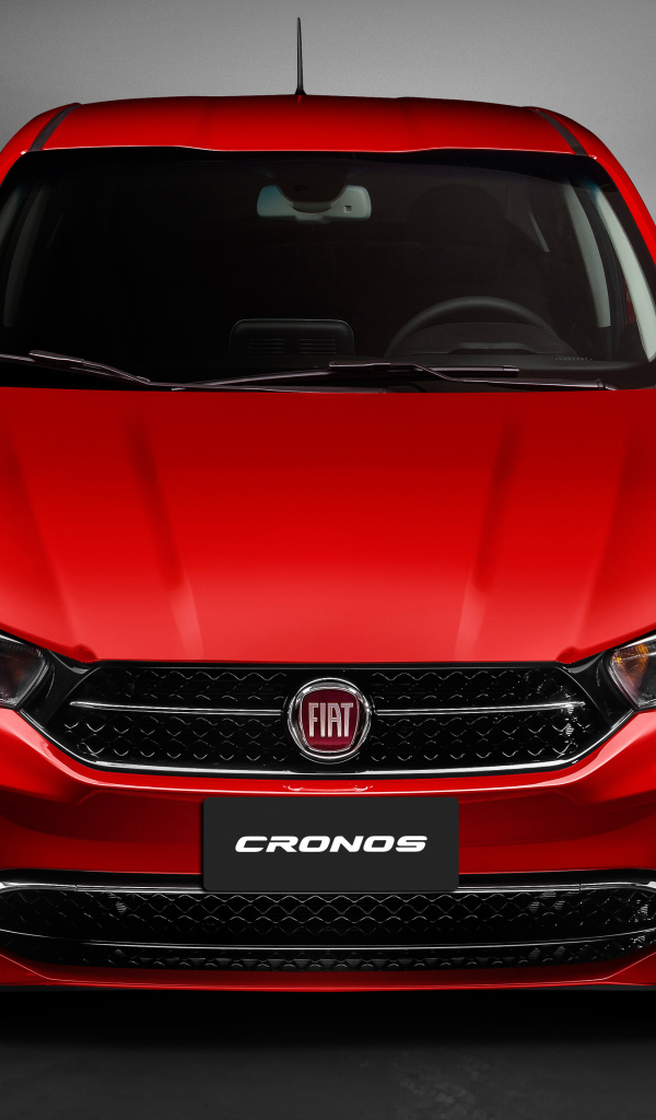 Красный автомобиль Fiat Cronos  2018 года, вид спереди
