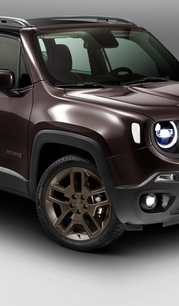 Коричневый Jeep Renegade  2018 года на сером фоне