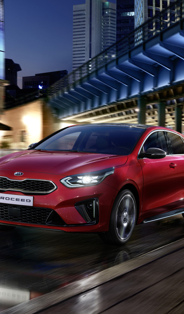 Red car 2018 Kia ProCeed GT Line on the track