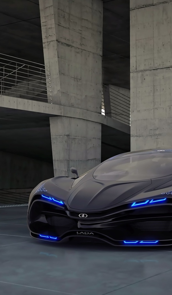 Черный суперкар Lada Raven