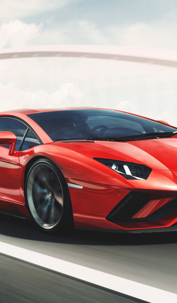 Красный спортивный автомобиль Lamborghini Aventador