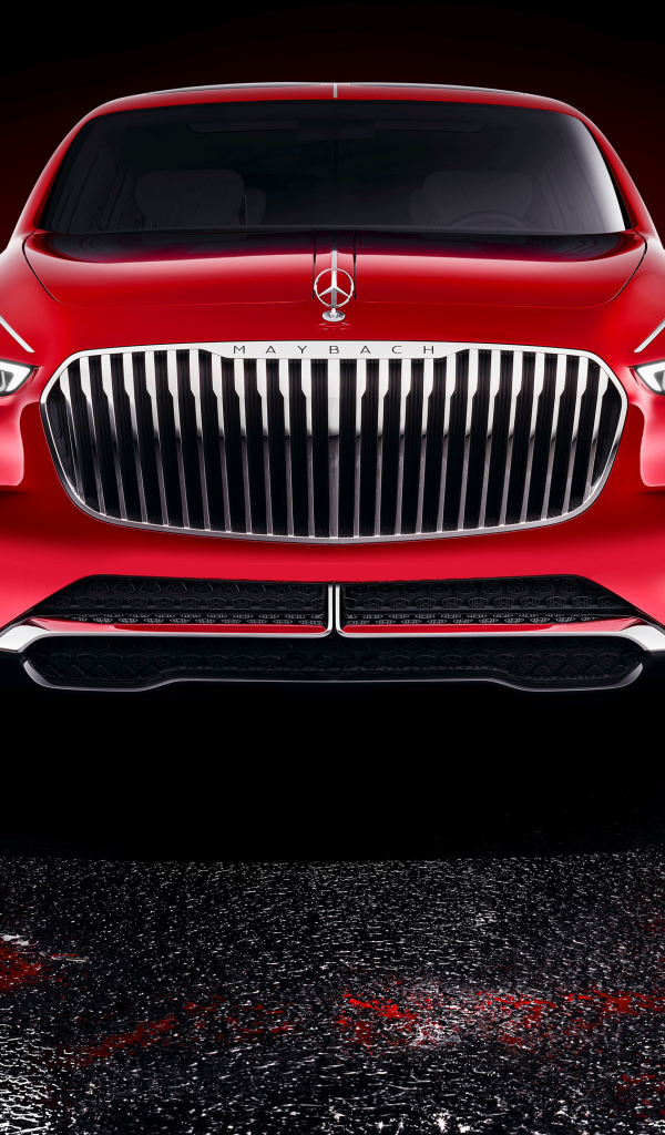 Red expensive Mercedes Maybach Ultimate Luxury car, front view
