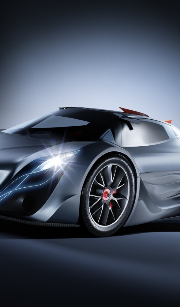 Спортивный автомобиль Mazda Furai на сером фоне