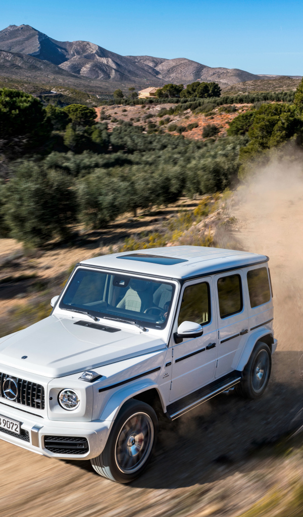 Белый внедорожник Mercedes AMG G 63 2018 года