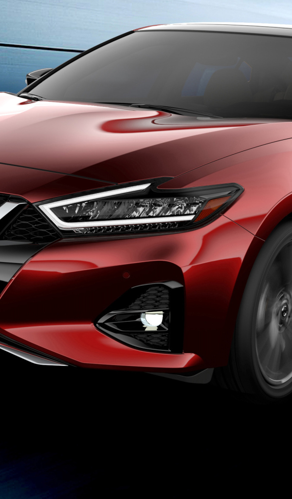 Красный стильный автомобиль  Nissan Maxima, 2019