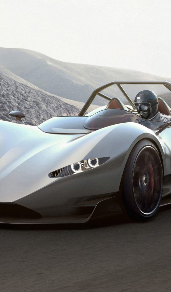 Серебристый спортивный автомобиль Aznom SerpaS, 2018