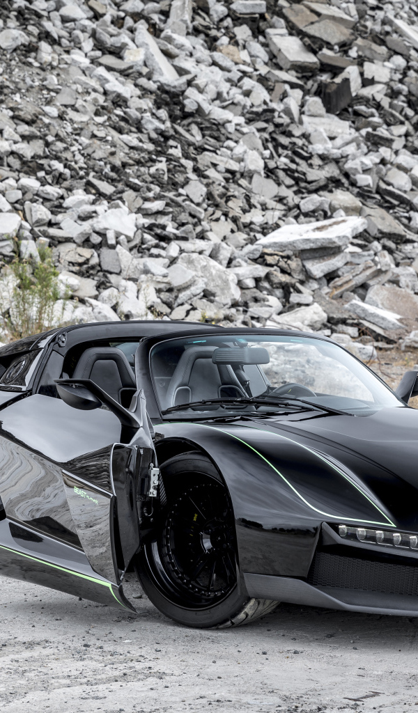 Черный кабриолет Renault Beast Alpha X Blackbird, 2018 года